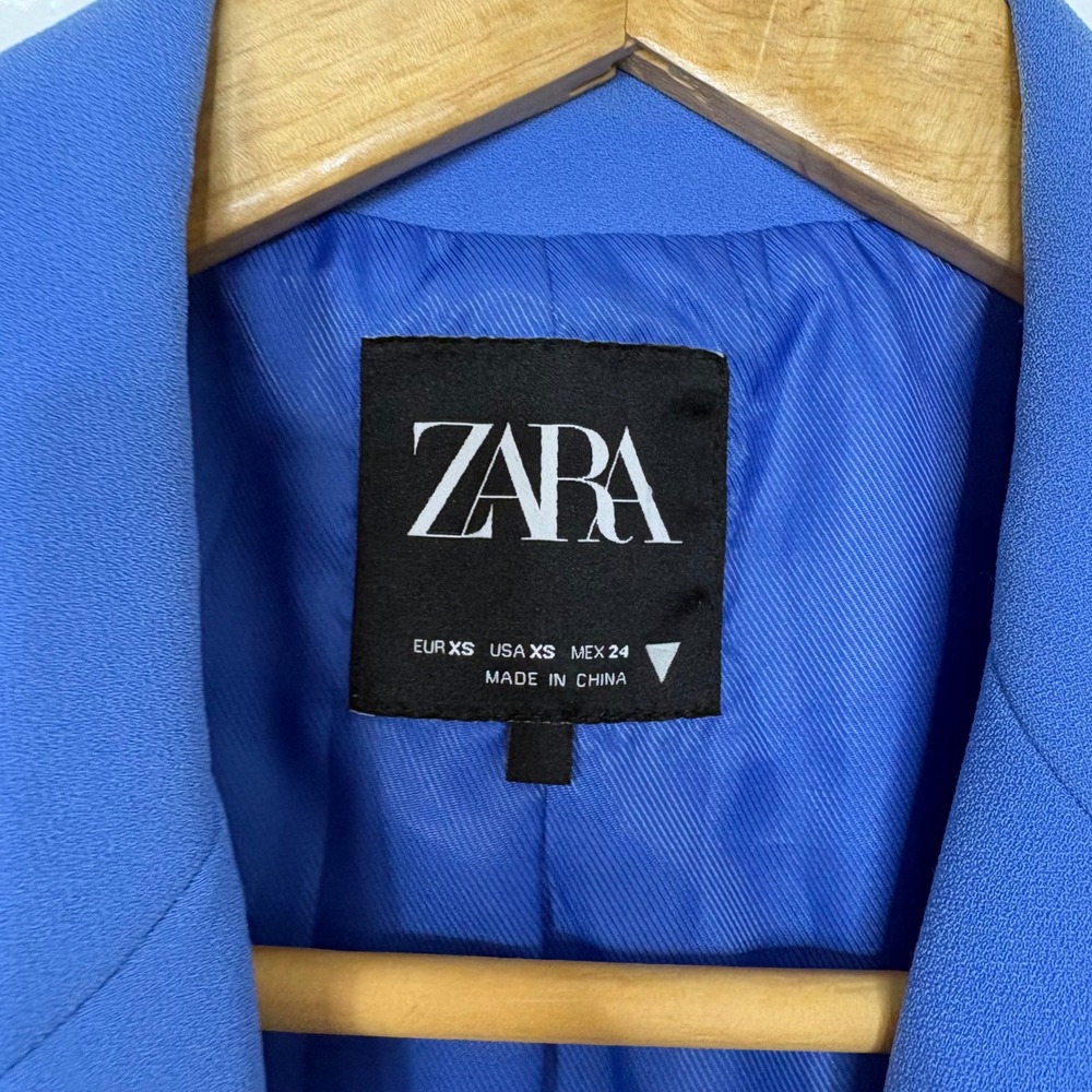 Zara Womens Blue Tailored Two Button Blazer‎ Jacket XS - Picture 2 of 6